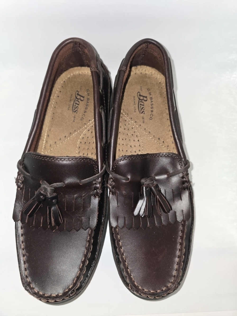 GH Bass Tassel Loafers Mens 8.5 W Leather Casual Shoes